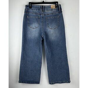 CROPPED Curve Appeal High Rise Wide Leg Stretch Blue Jeans Size 8 29